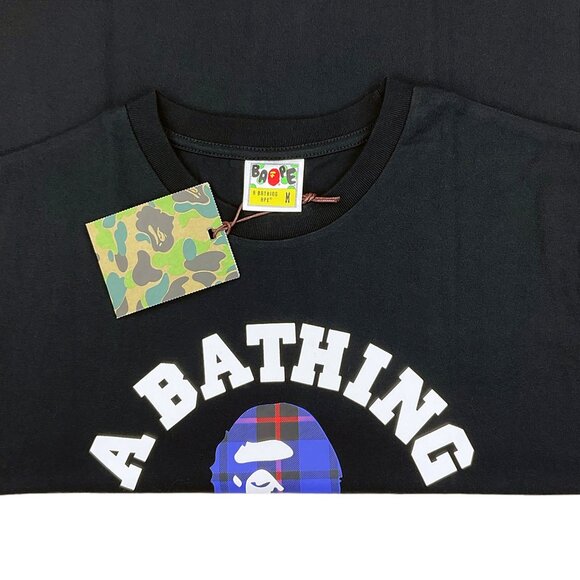 BAPE Logo Check College T-shirt Black Blue | A Bathing Ape - Picture 3 of 6
